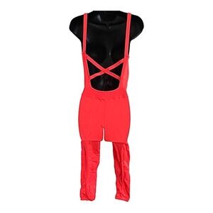 Free‎ People FP movement bright orange Good karma onesie jumpsuit size M/L new